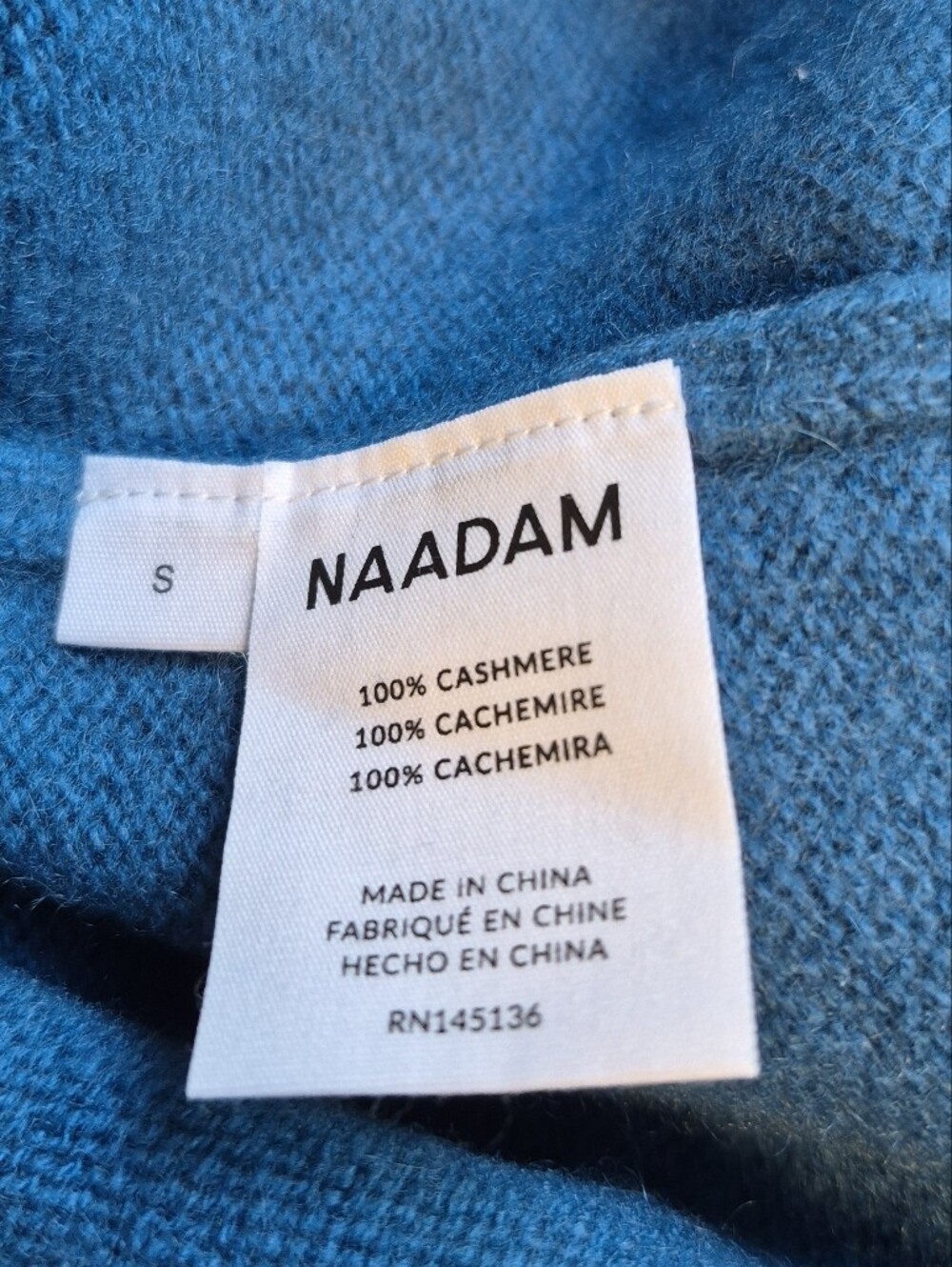 NAADAM Luxe 100% Cashmere Oversized Crewneck Sweater Teal Blue $298 Size S - Picture 9 of 10